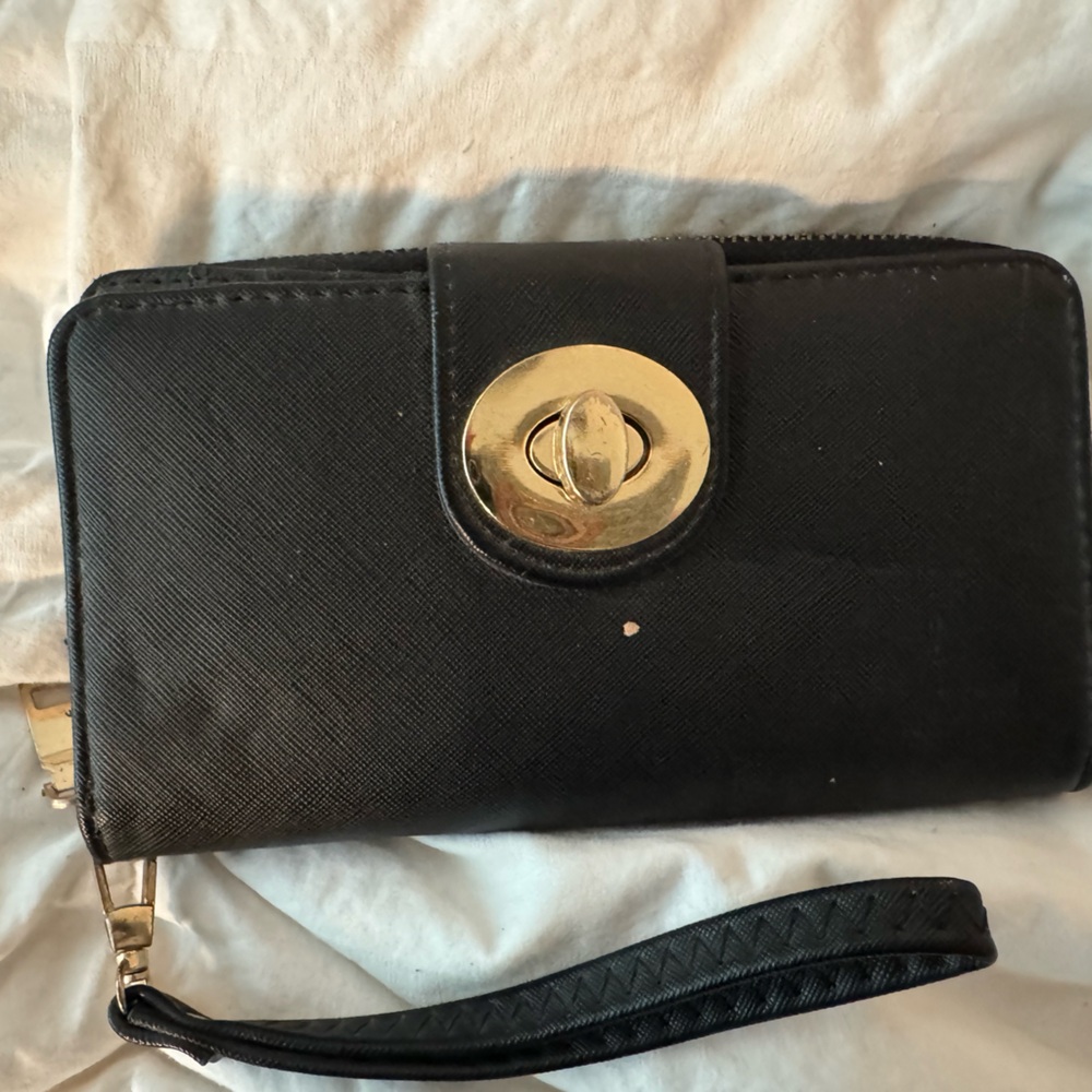 Black Wallet with Gold Clasp